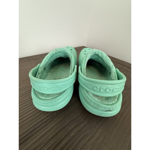 Crocs Mint Green Lined Size Junior 2 Clogs Kids - Picture 4 of 6